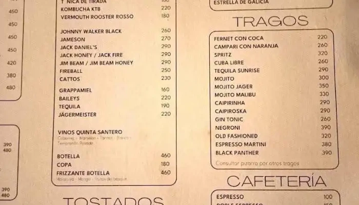 Ciudadela Bar:  Menu