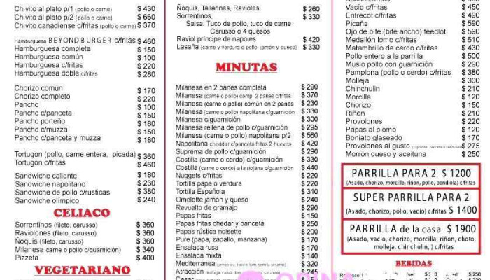 Classic Parrillada:  Menu