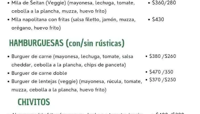 Clau Rotiseria:  Menu