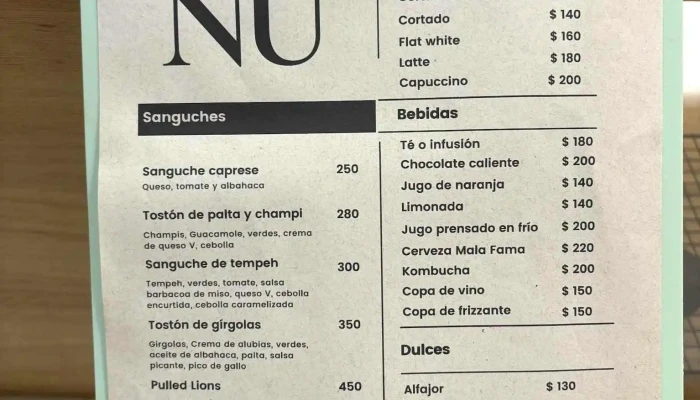 Clorofila:  Menu - Cafetería