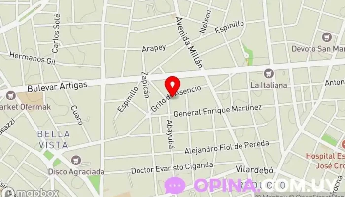 mapa de Club Cervecerías del Uruguay Centro escolar en Montevideo