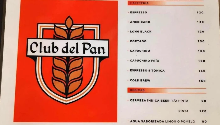 Club Del Pan:  Menu