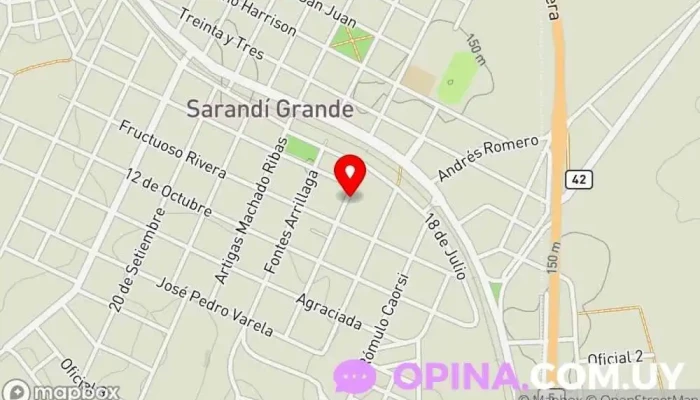 mapa de Colegio San José(UTU, INAU, CLUB DE NIÑO, CEPRODE) Centro educativo en Sarandí Grande