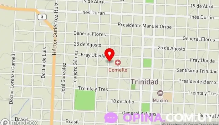 mapa de Comeflo Hospital, Hospital privado en Trinidad