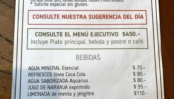 Comodoro Parrilla Menu