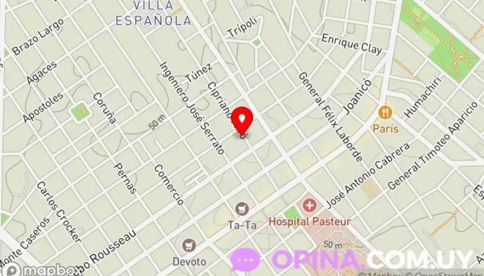 mapa de Consultorio Odontológico Dra. Ximena Irisarri Dentista, Clínica dental, Endodoncista, Cirujano maxilofacial en Montevideo