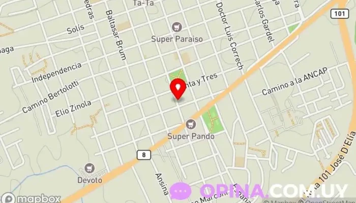 mapa de Consultorio Podológico - Maria de Lujan Saya Podólogo en Pando