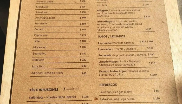 Contigo Sueno Menu