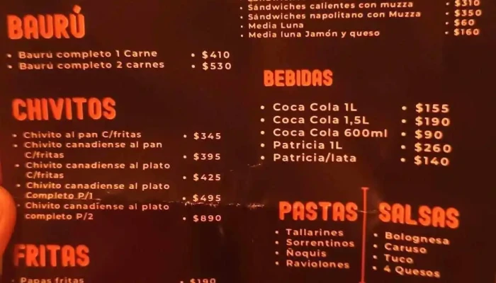 Continental Bar Y Pizzeria:  Menu - Cafetería