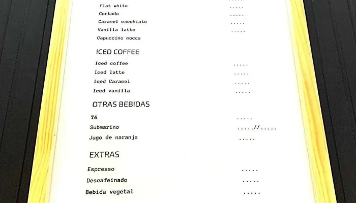 Corsario Coffee Takeaway:  Menu - Cafetería