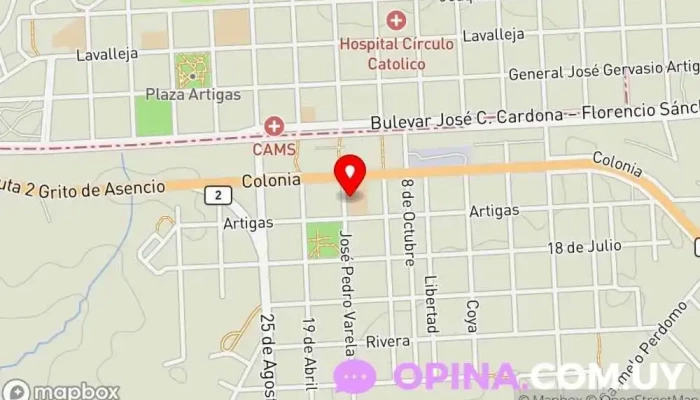 mapa de Creditel Institución financiera en Cardona