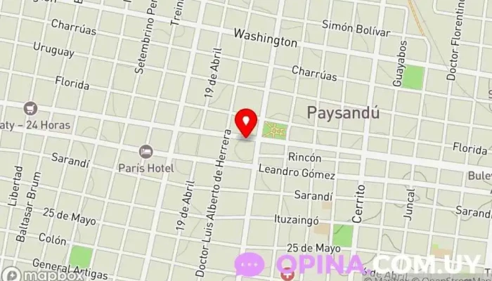 mapa de Creditel Institución financiera en Paysandú