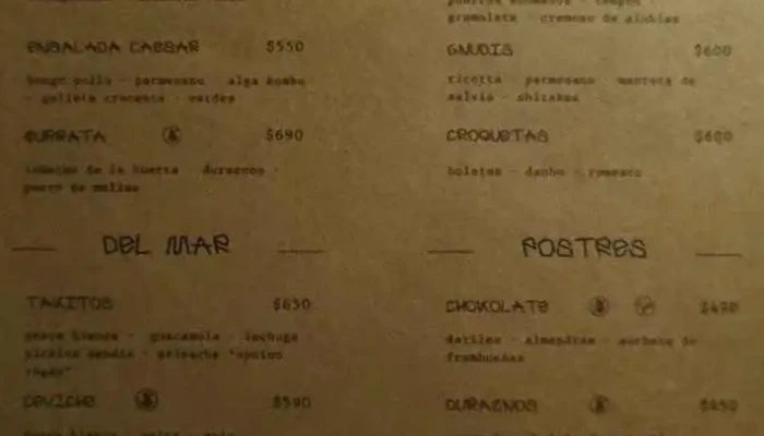 Cuarzo:  Menu - Restaurante