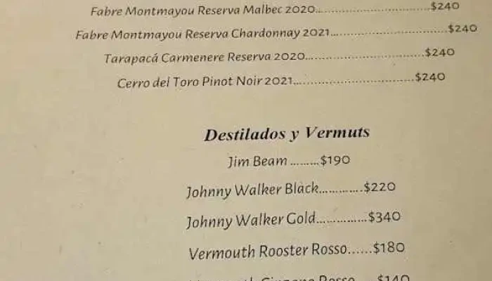 Cuervo:  Menu