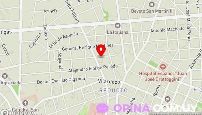 mapa de Danza Arte Academia de baile, Escuela de arte, Pabellón de baile en Montevideo