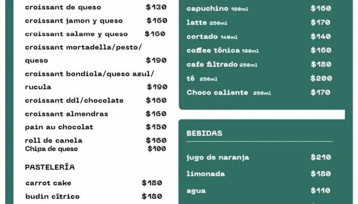 Desmadre Pan Y Cafe Menu - Cafetería