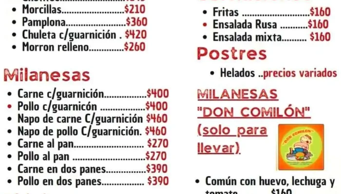 Don Comilon Paso De Los Toros Menu - Restaurante