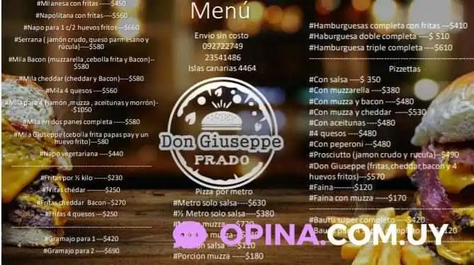 Don Giuseppe Prado:  Menu - Restaurante de comida rápida