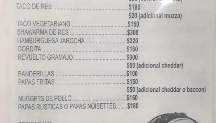 Don Tacos:  Menu