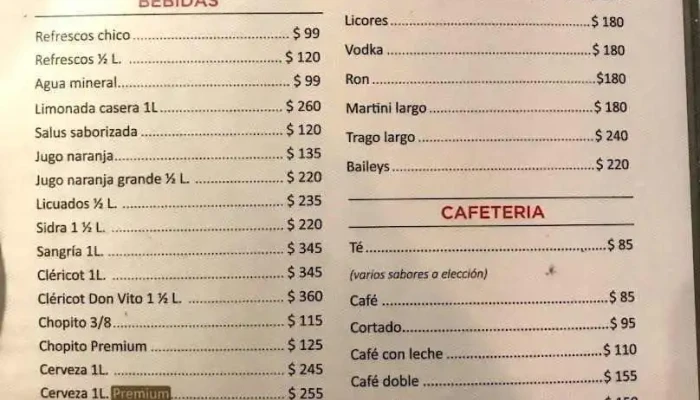 Don Vito:  Menu