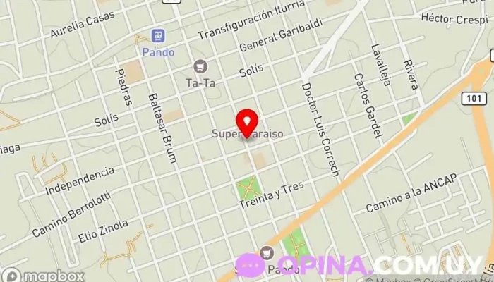 mapa de Dr Sebastian Renom. Dr.Marcelo Lopez. Clinica Lopez&Renom. Odontólogos. Clínica dental, Periodoncista de implantes dentales, Dentista, Ortodoncista en Pando