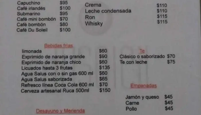 Dusoleil Menu - Cafetería