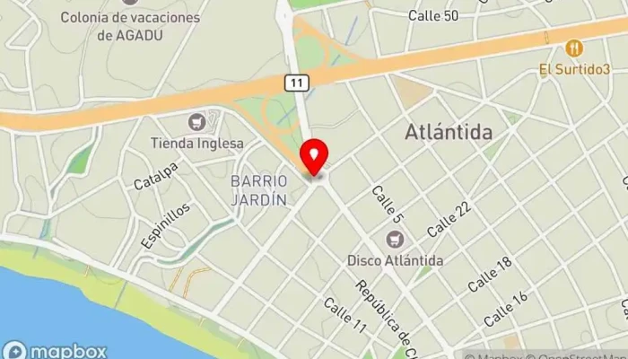 mapa de El Aguila Pízzeria Restaurante en Atlántida