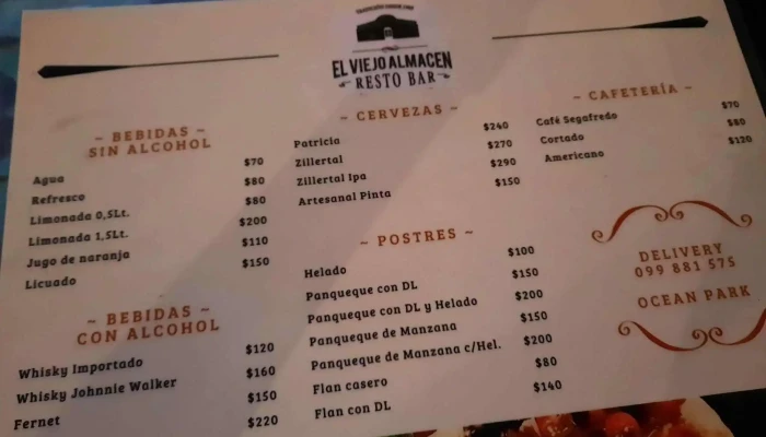 El Aljibe:  Menu - Pub restaurante