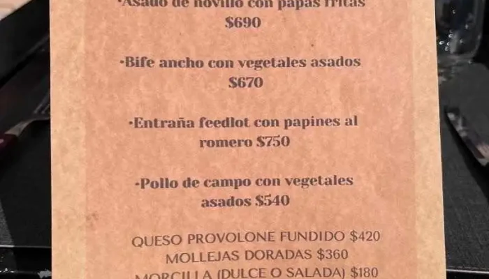 El Almacen Boutique Menu