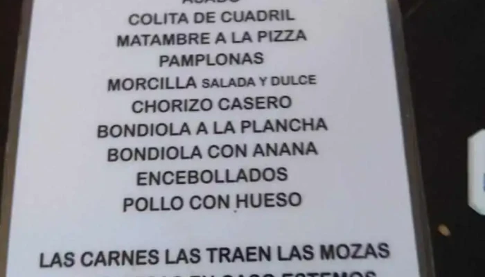 El Brasero Las Piedras:  Menu