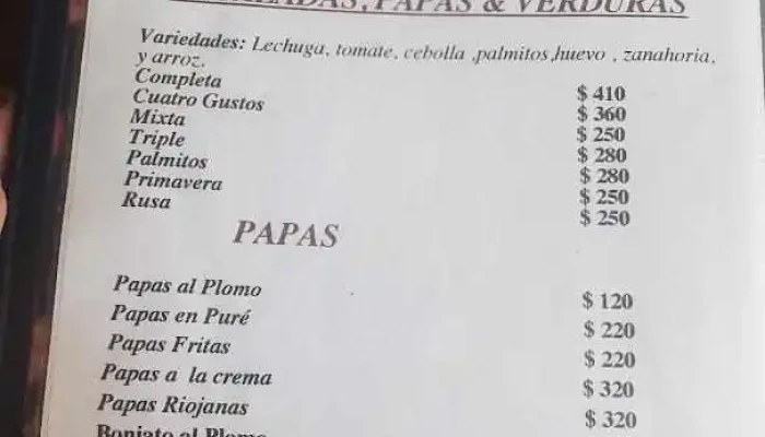 El Cabure Menu