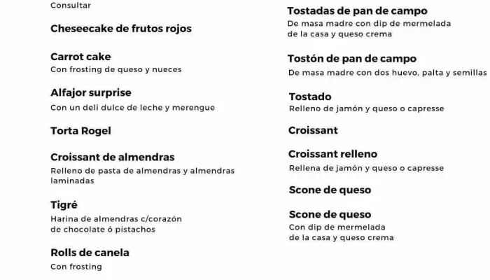 El Cafecito:  Menu - Cafetería