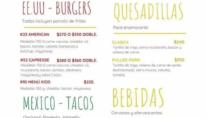 El Callejon Menu