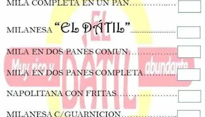 El Datil Delivery Rosario Menu