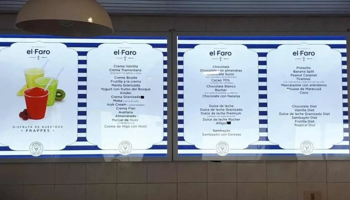 El Faro:  Menu - Heladería