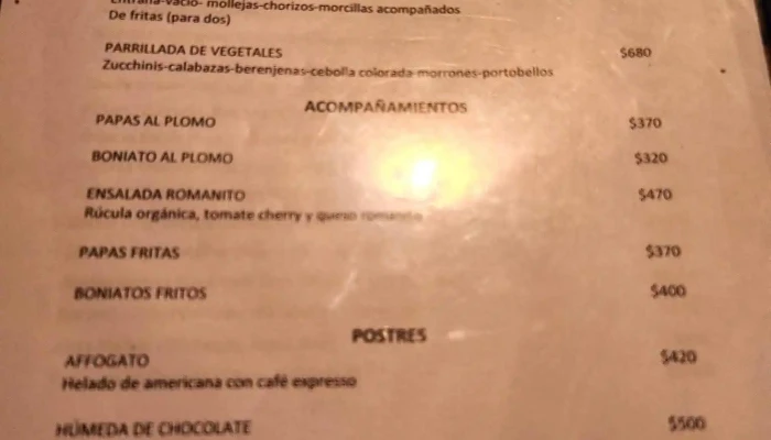 El Fondin De Manantiales Menu