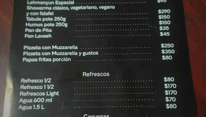 El Horno De Leo:  Menu