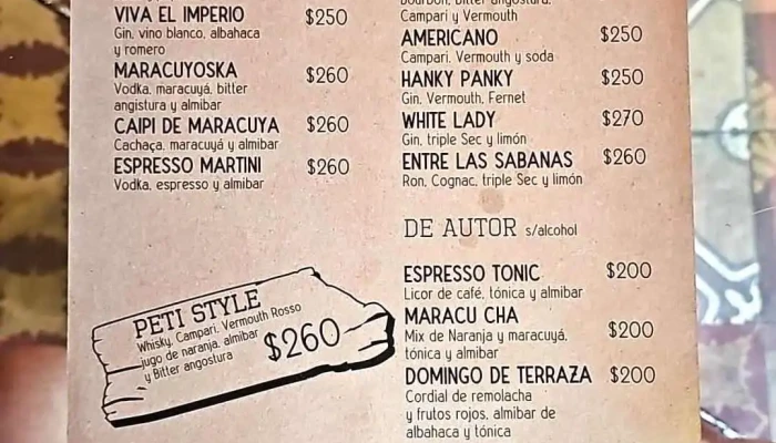 El Imperio:  Menu - Bar