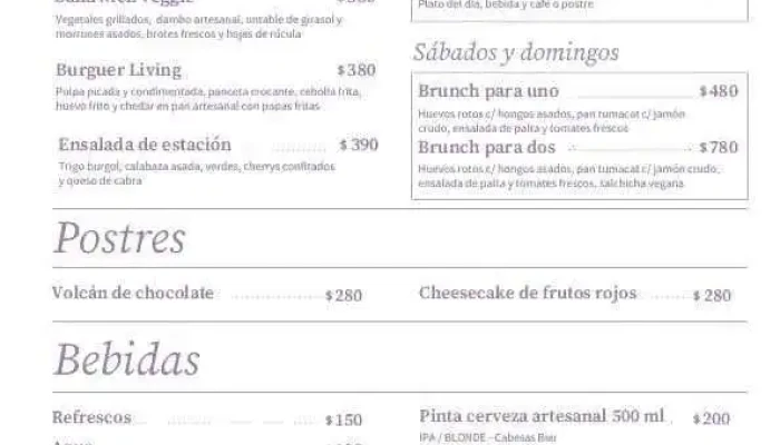 El Living Bar:  Menu - Bar