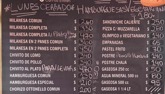 El Mati:  Menu - Restaurante de comida rápida