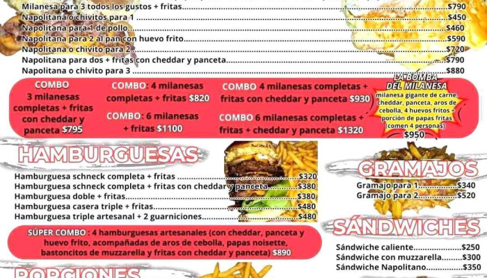 El Milanesa:  Menu - Pizzería