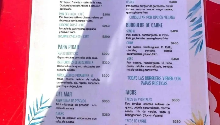 El Patio Oriental:  Menu - Pub restaurante