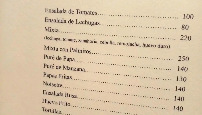 El Retorno:  Menu