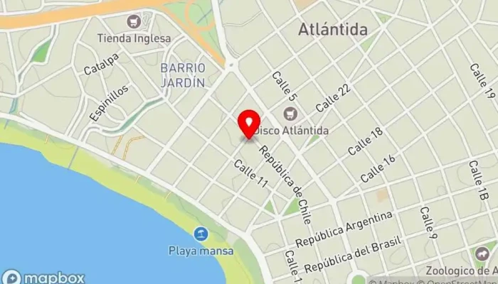 mapa de El Roble Fast Food Atlantida Restaurante en Atlántida