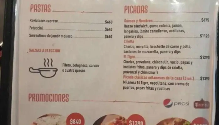 El Tigre Menu