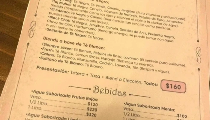 Elite Tu Casita De Te Menu - Salón de té