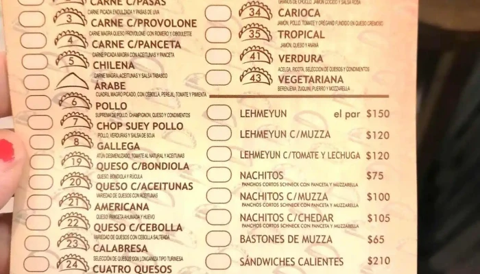 Empanadas Don Palese:  Menu - Bar