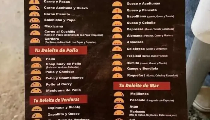 Empanadas Tu Deleite:  Menu