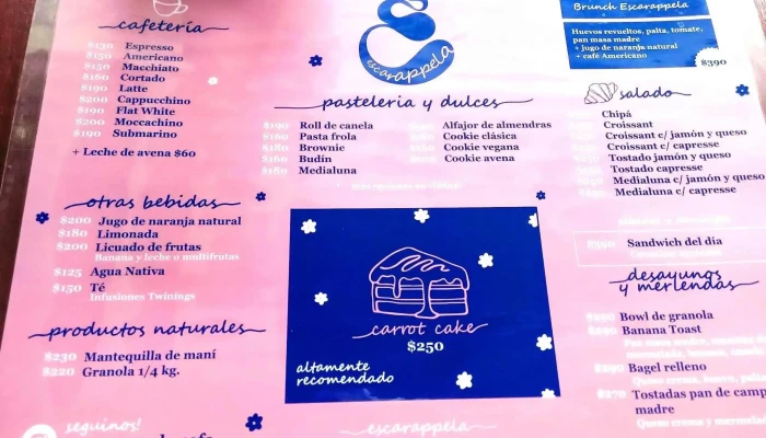 Escarappela Cafe Menu - Cafetería