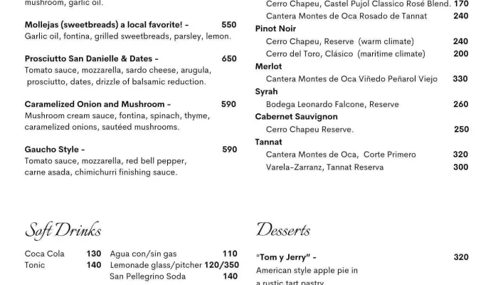 Escondite -  Menu - Montevideo